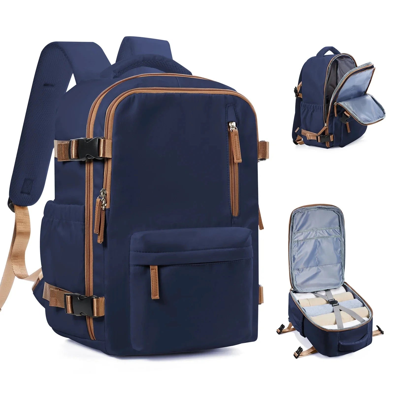 Sac à dos bleu marine, bretelles ergonomiques et confortables