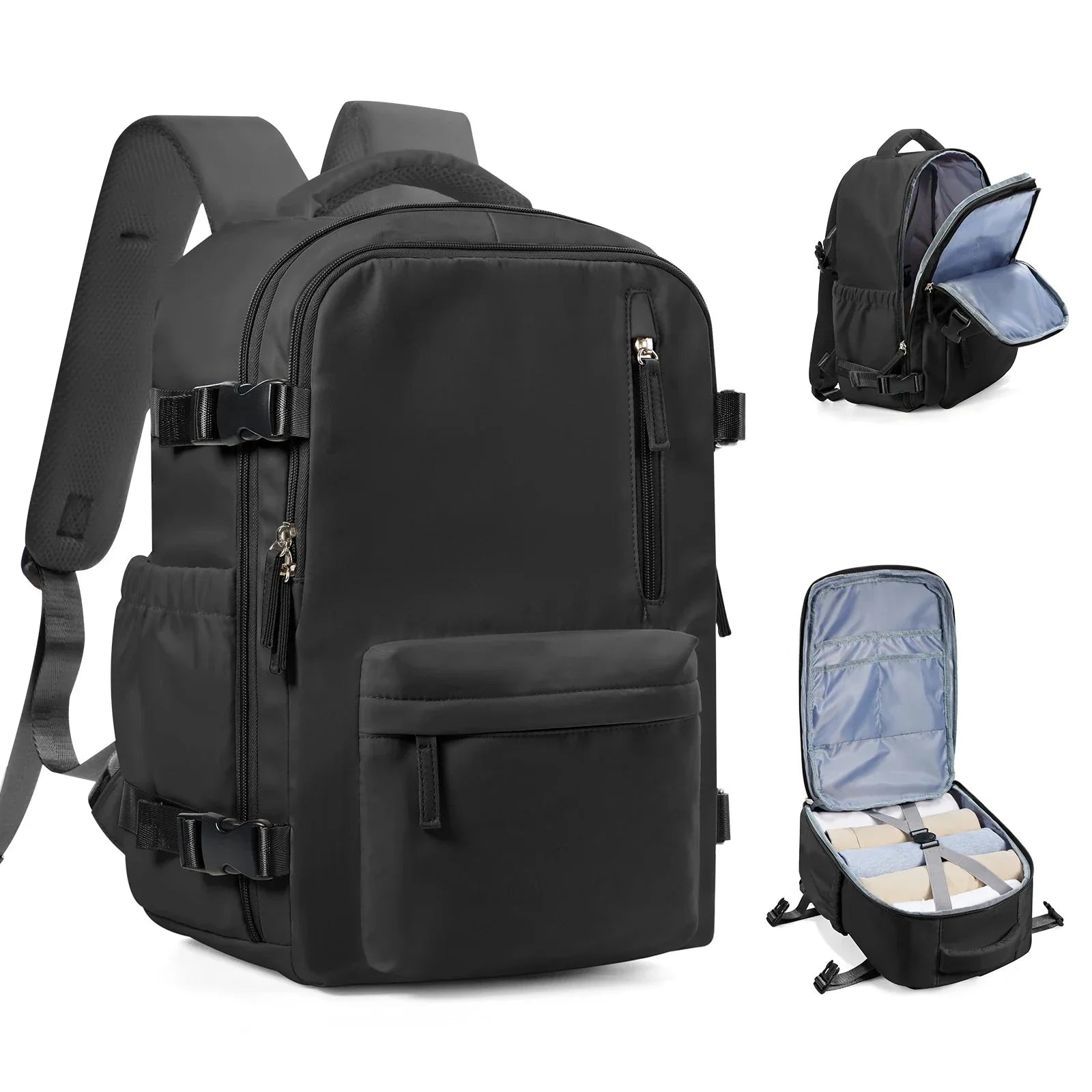 Sac à dos noir, design compact et élégant