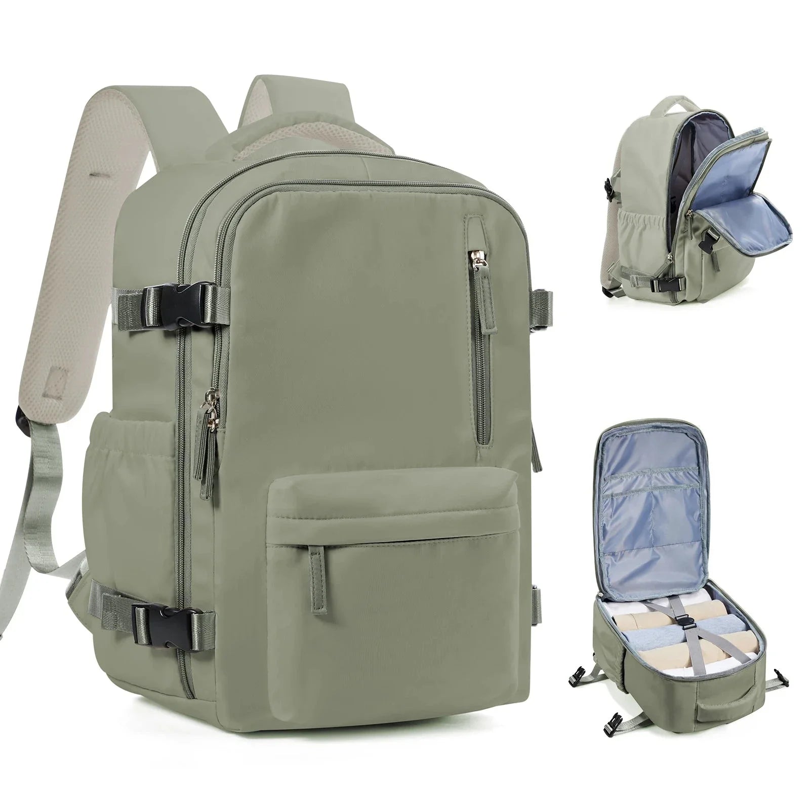 Sac à dos vert avec poches et sangle arrière