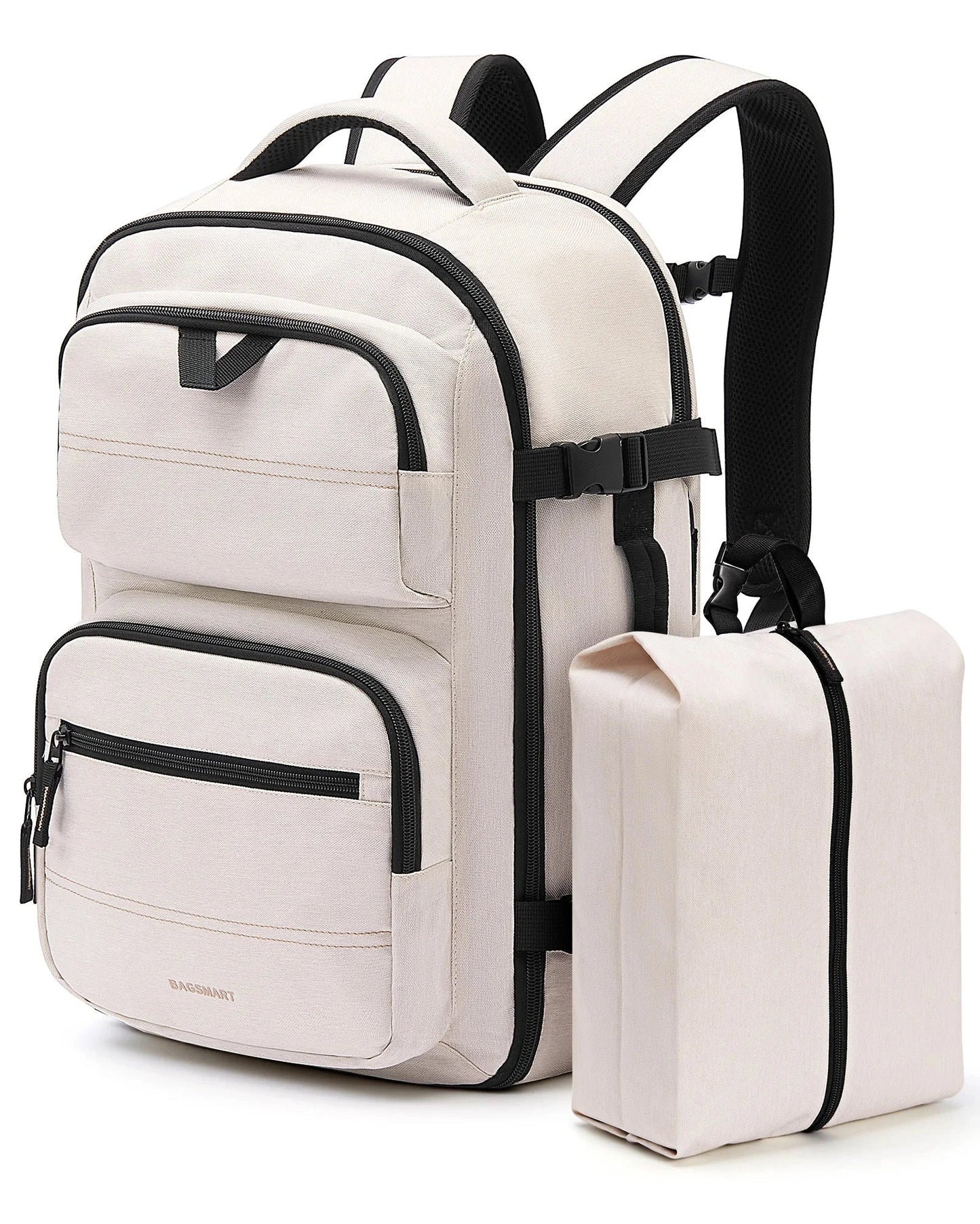 Sac à dos 40L blanc avec fermeture éclair robuste