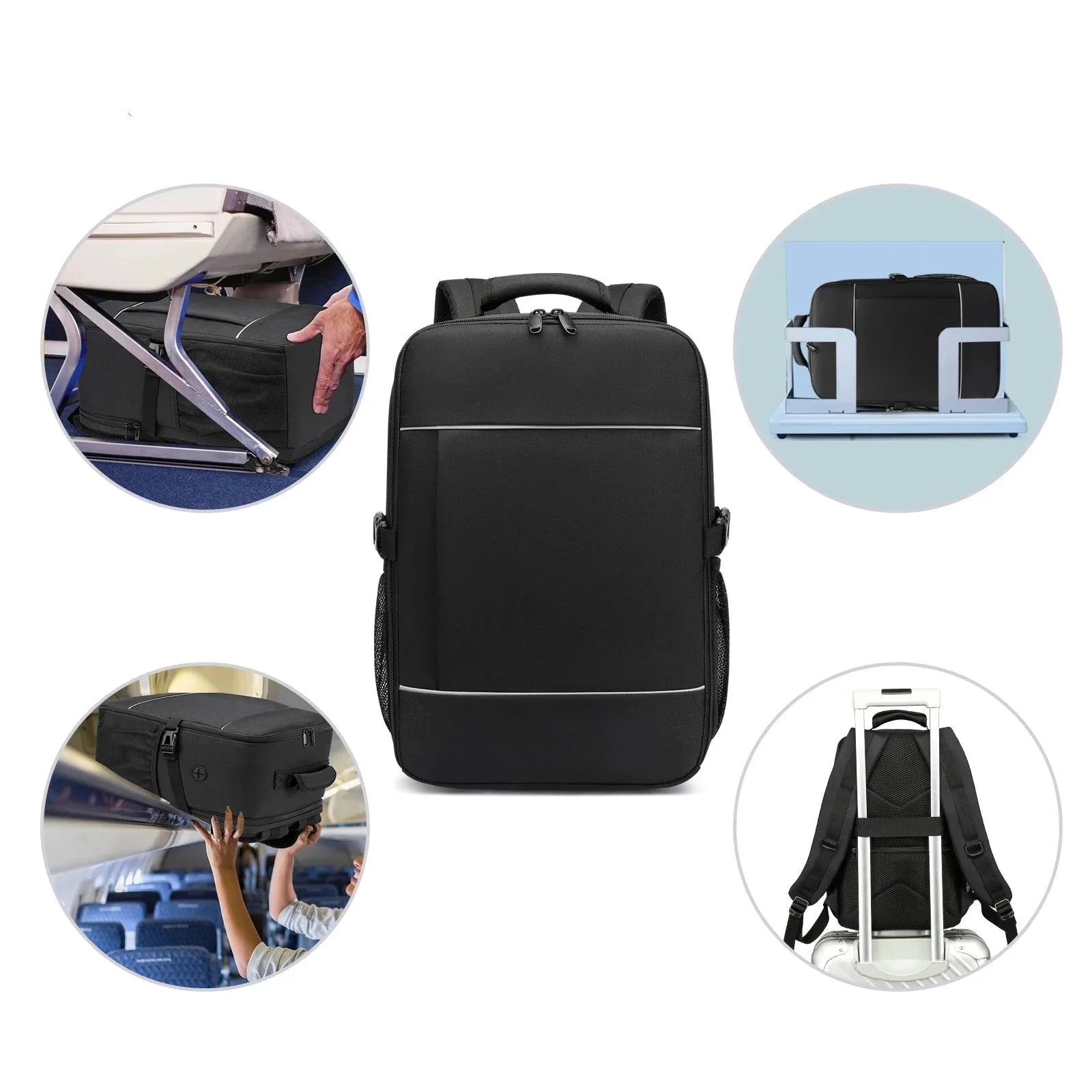 Sac à dos noir avec poches zippées et bretelles ajustables