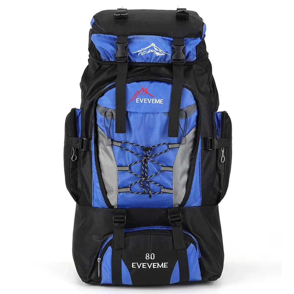 Sac à dos 80L bleu, conçu pour la randonnée