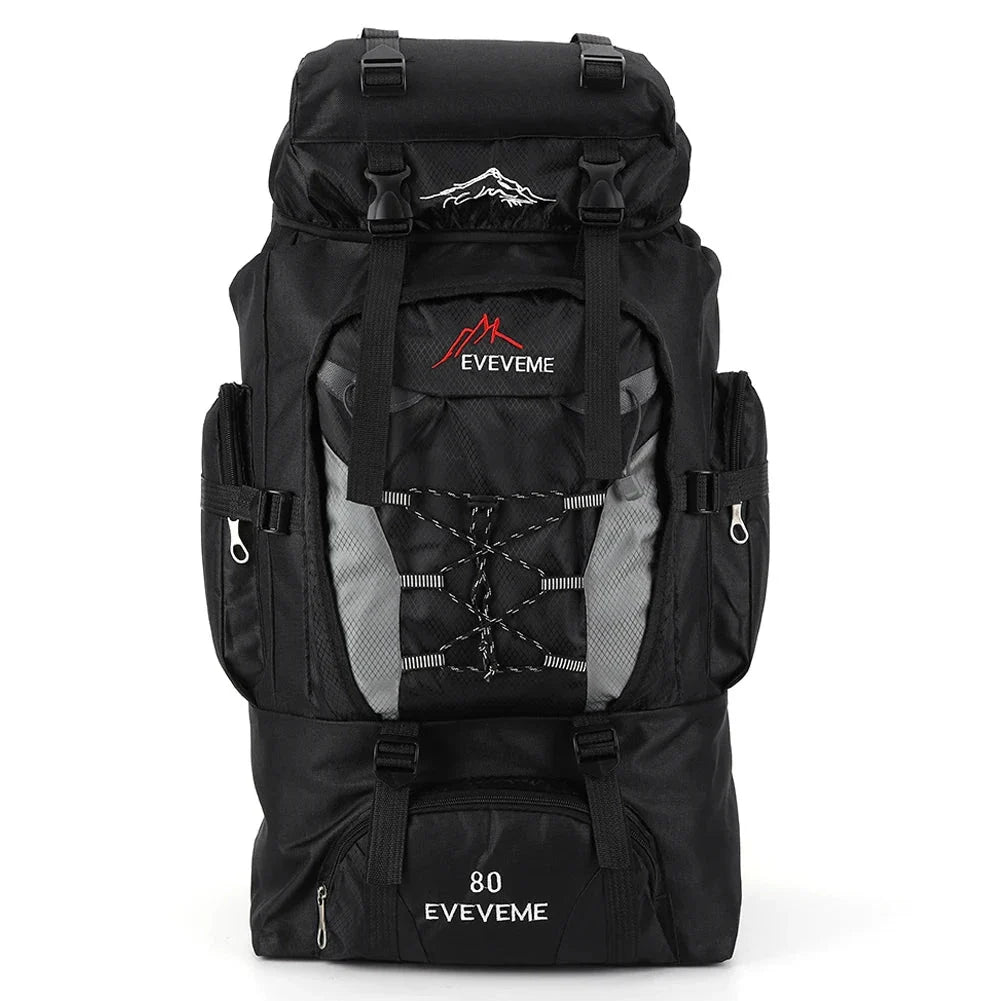 Sac à dos 80L noir, idéal pour longues expéditions