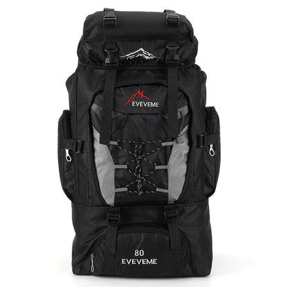 Sac à dos 80L noir, idéal pour longues expéditions