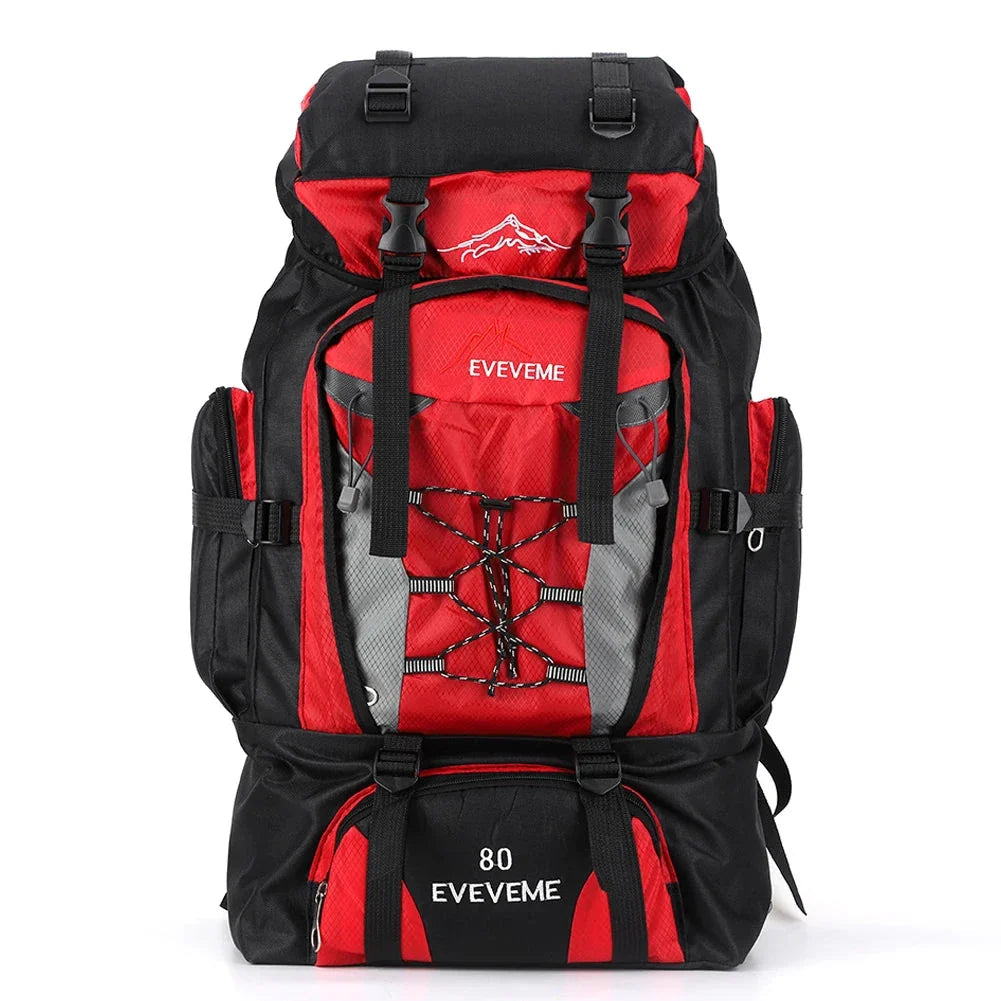 Sac à dos 80L rouge, parfait pour le trekking