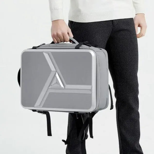 Sac à dos rigide gris clair, détails des matériaux
