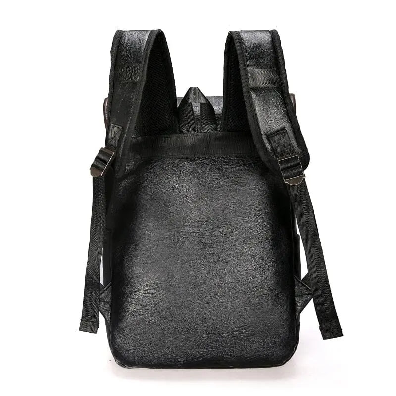 Vue arrière d'un sac à dos vintage avec détails en cuir