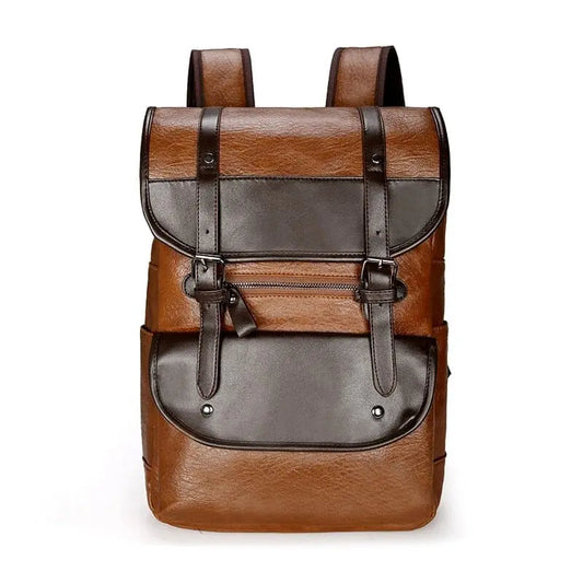 Sac à dos vintage marron avec fermetures métalliques visibles