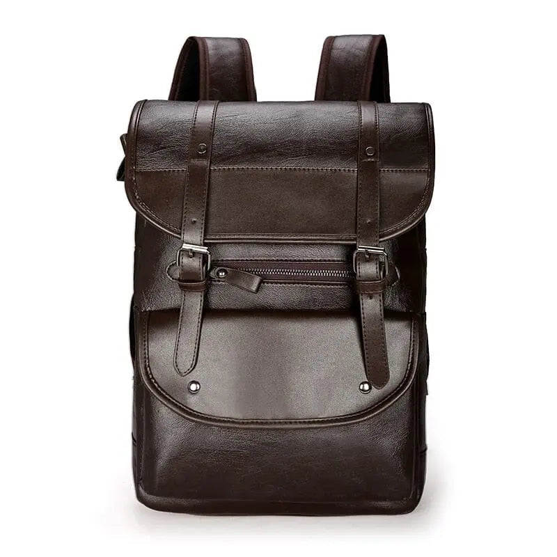 Sac à dos vintage marron foncé sur fond neutre