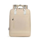 Vue arrière du sac à dos beige, bretelles et poignée visibles