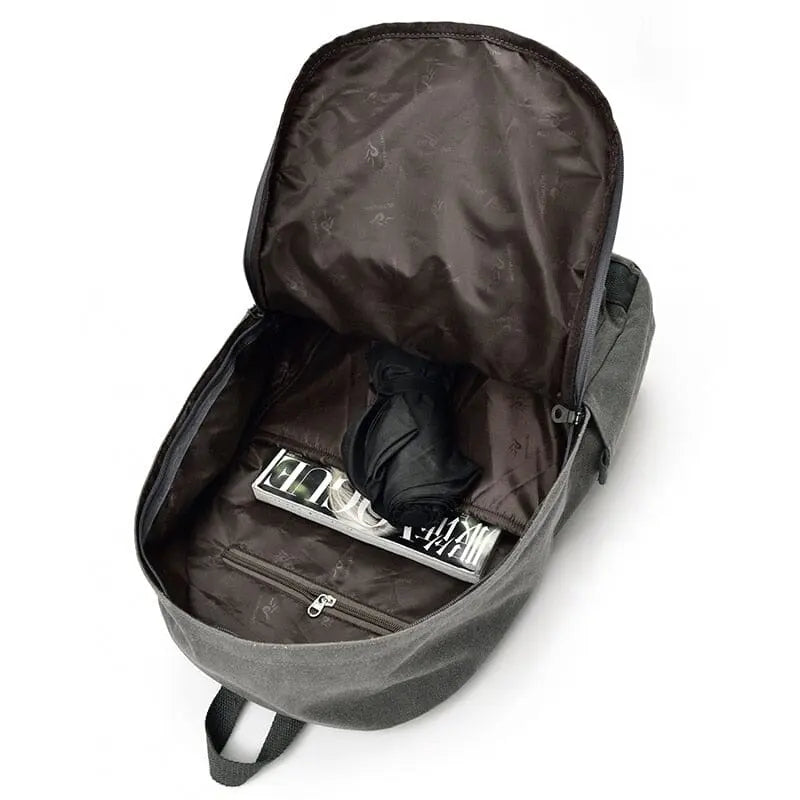 Vue de profil d'un sac à dos en toile avec bretelles ajustables