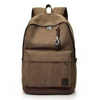 Sac à dos marron en toile épaisse, idéal pour le quotidien