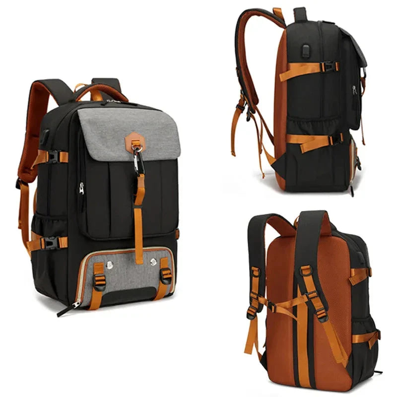 Sac à dos ouvert montrant compartiments internes et espace chaussures