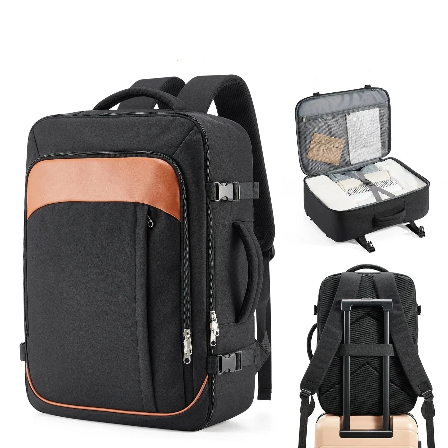 Sac à dos ouvert avec compartiments visibles