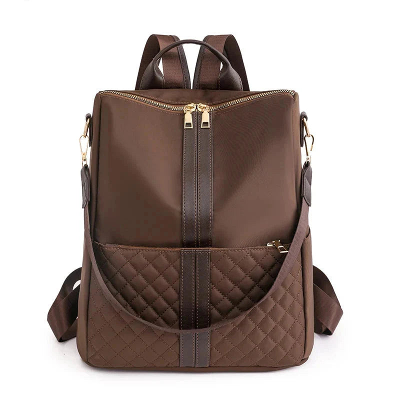 Sac marron, vue de profil avec compartiments visibles