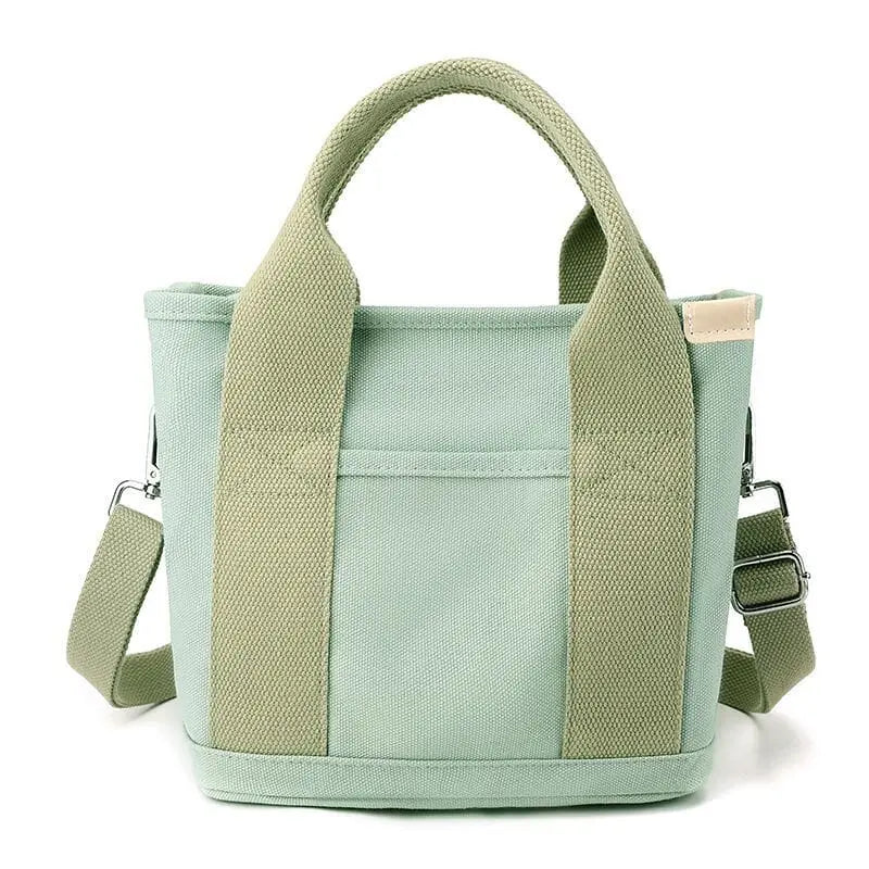 Sac kaki en toile, bandoulière et anses pour le transport