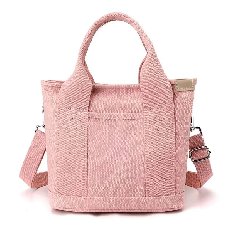 Sac rose en toile, vue de dessus avec fermeture éclair