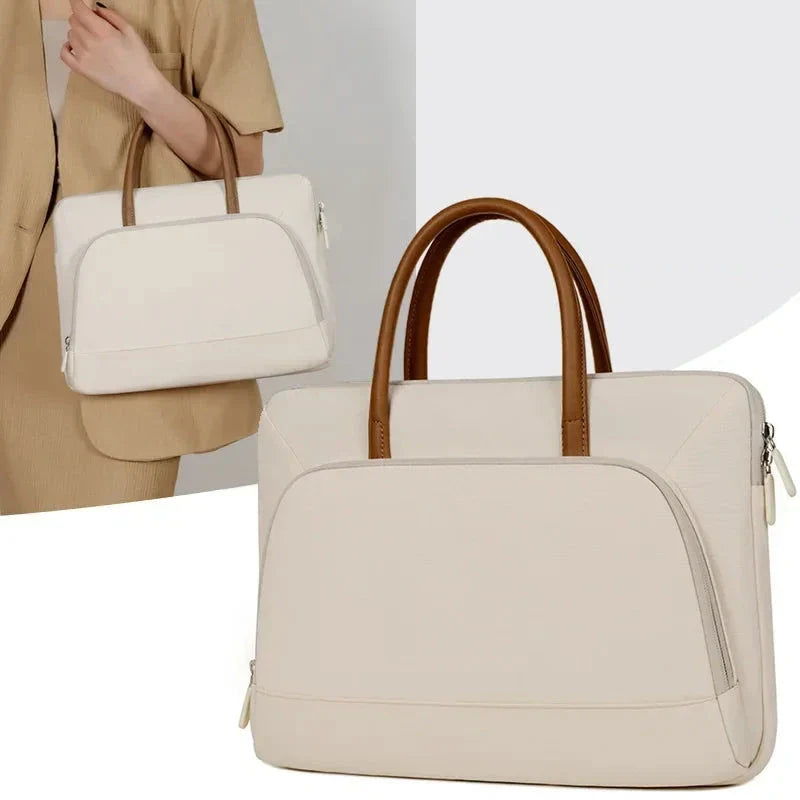Vue d'ensemble d'un sac à main pour ordinateur avec fermeture éclair
