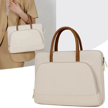 Vue d'ensemble d'un sac à main pour ordinateur avec fermeture éclair