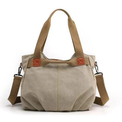 Sac camel en toile, vue d'ensemble montrant les dimensions