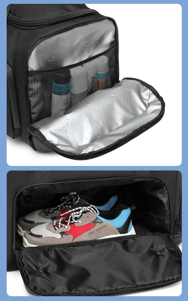 Sac de voyage ouvert avec vêtements et accessoires rangés