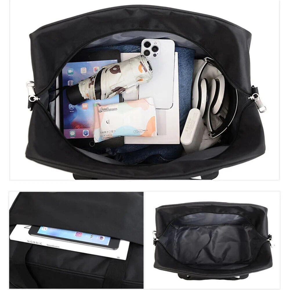 Sac de voyage imperméable posé sur une valise