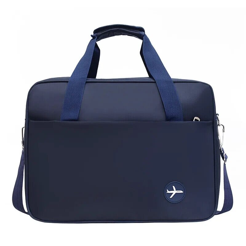 Sac de voyage bleu marine sur fond blanc