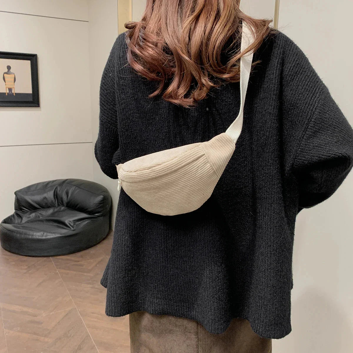 Sac banane en velours côtelé avec sangle ajustable
