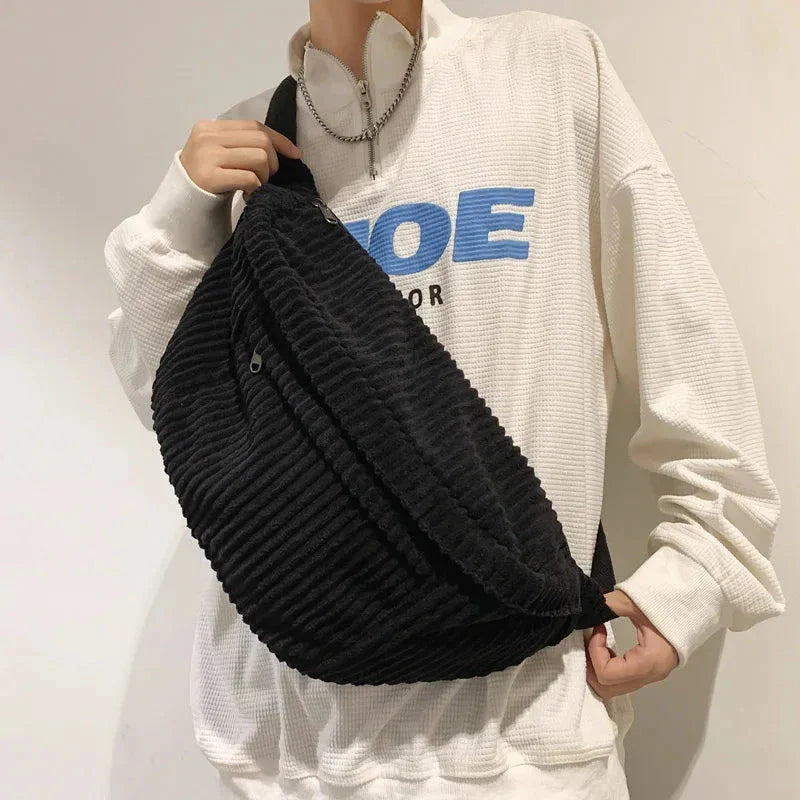 Sac banane en velours côtelé, vue de face