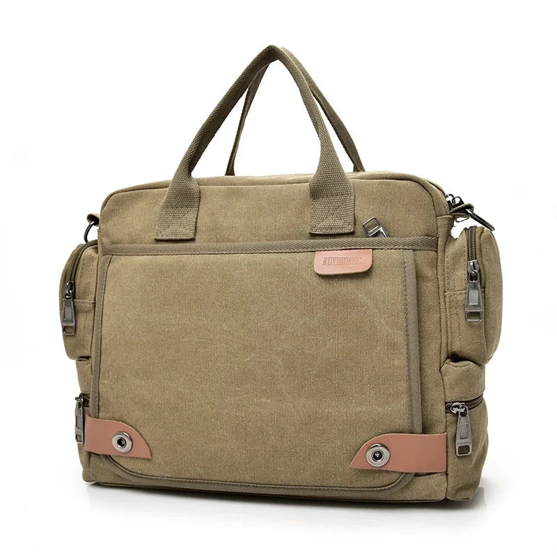 Sac bandoulière camel avec détails en toile robuste
