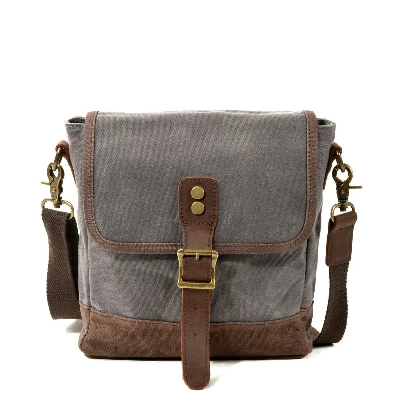 Sac bandoulière gris avec détails en cuir PU