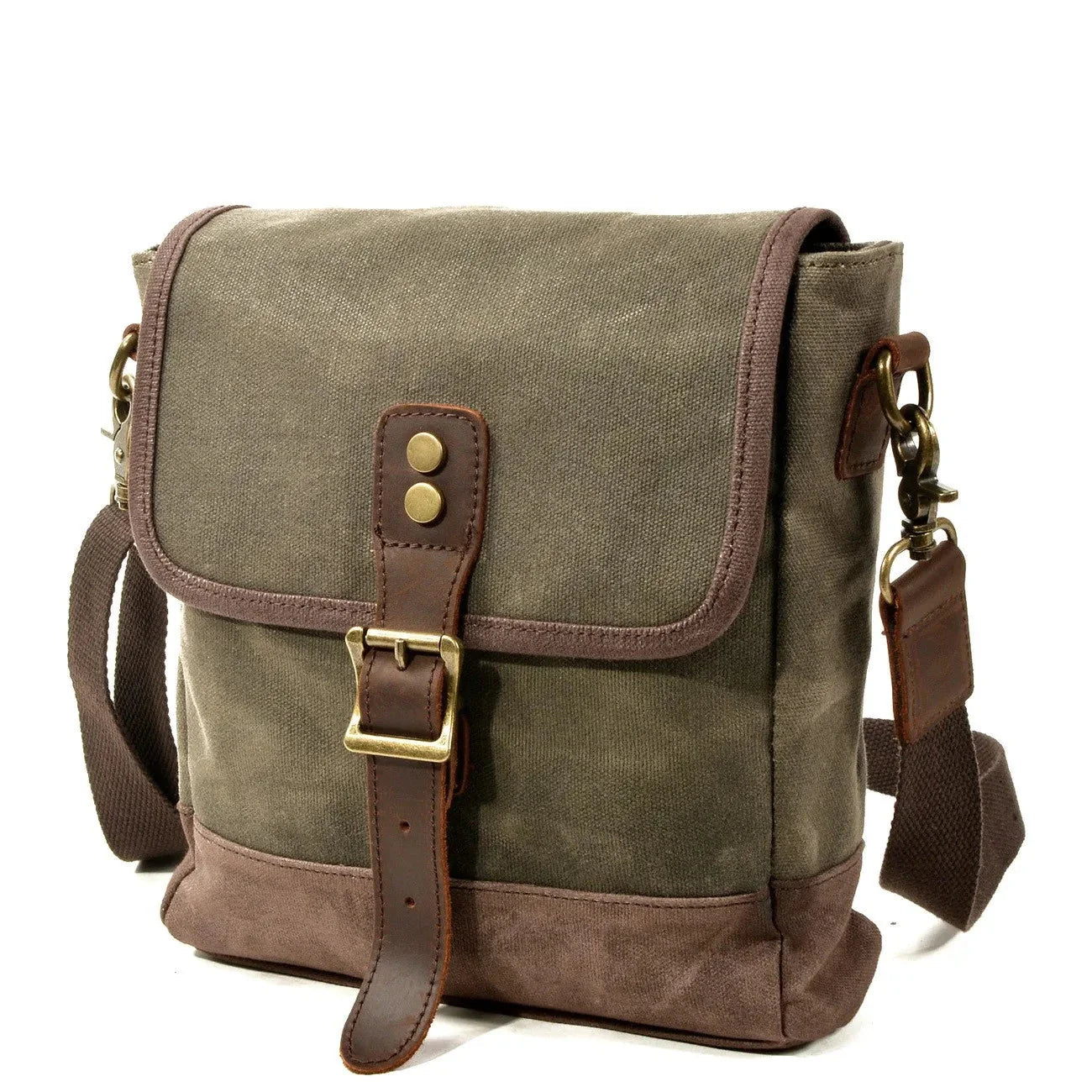 Sac bandoulière vert en toile, style vintage authentique