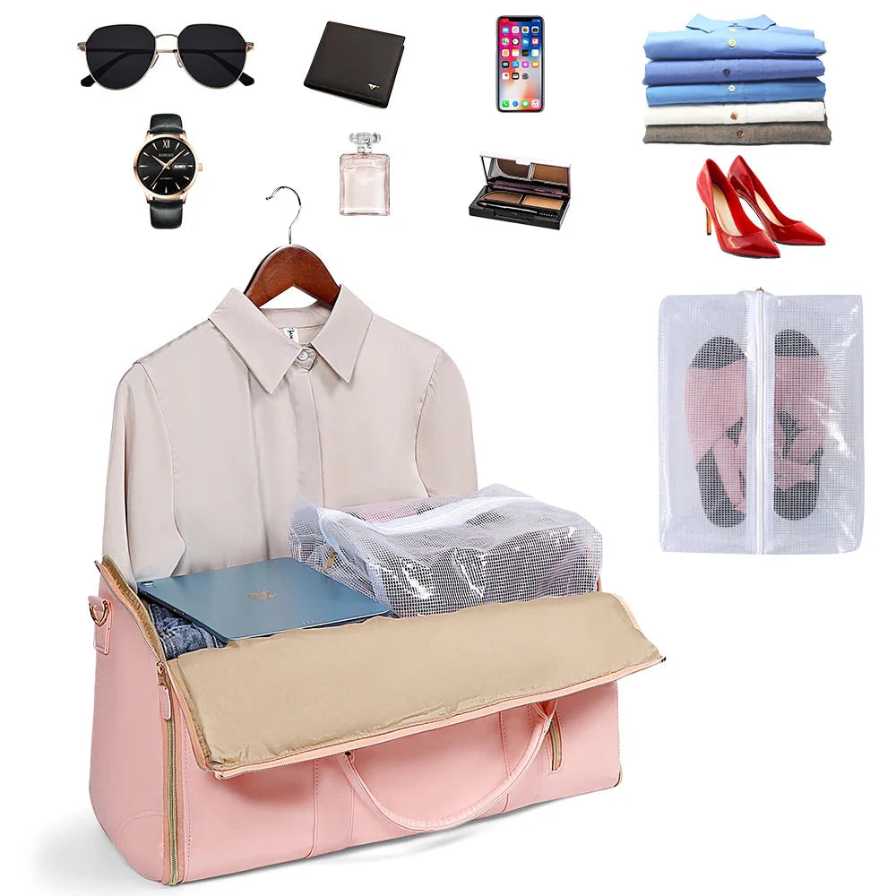 Sac de voyage femme avec compartiment costume visible
