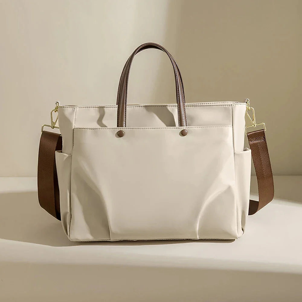 Sac cabas beige pour ordinateur 15 pouces, design chic