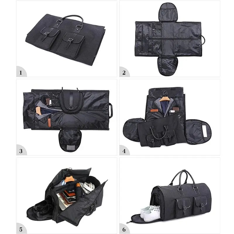 Vue de côté du sac costume avec bandoulière