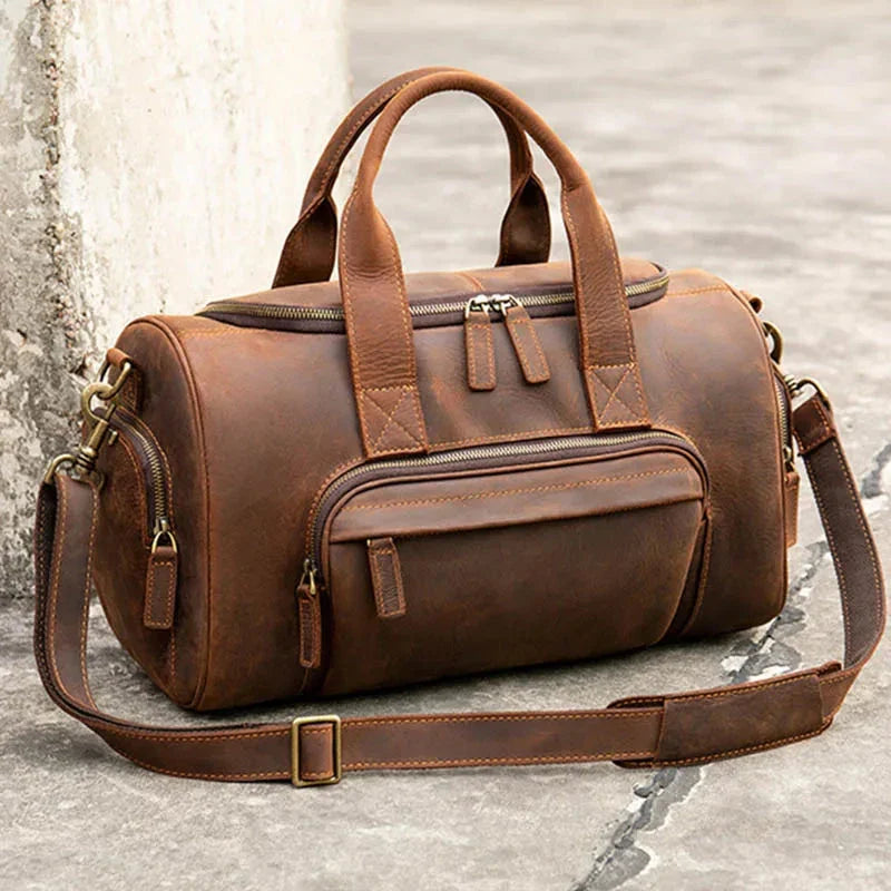 Compartiment principal spacieux du sac en cuir véritable