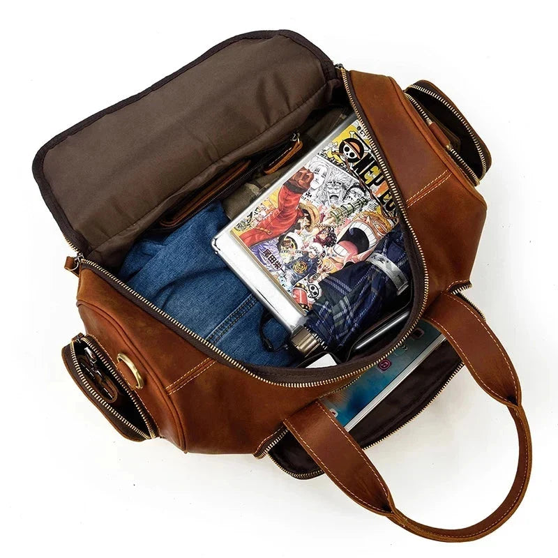 Sac en cuir vintage pour homme avec bandoulière réglable