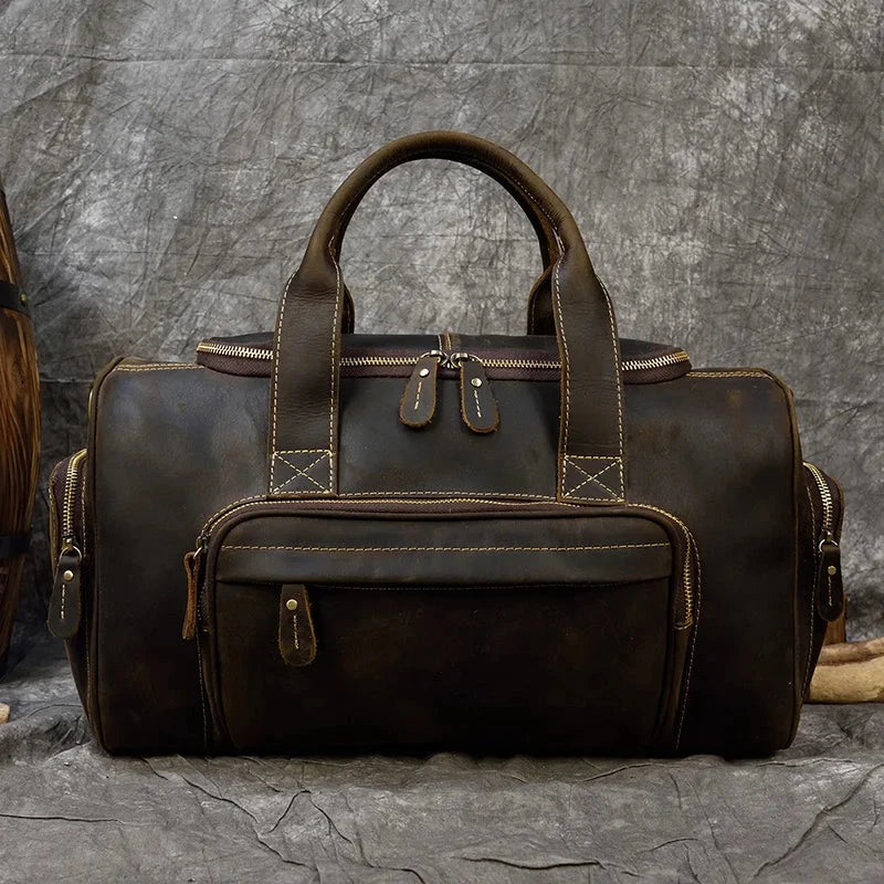 Sac en cuir marron foncé avec bandoulière amovible