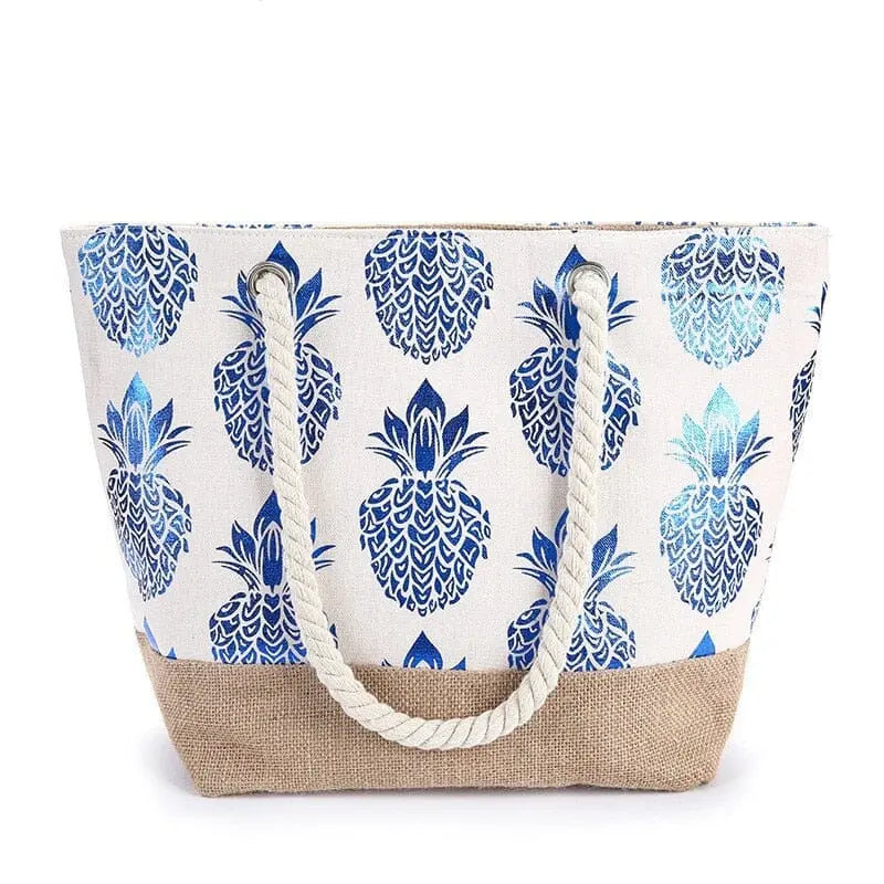 Sac de plage bleu avec motif ananas distinctif