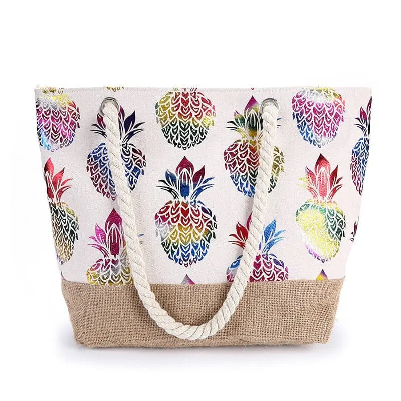 Motif coloré d'ananas sur le sac en coton