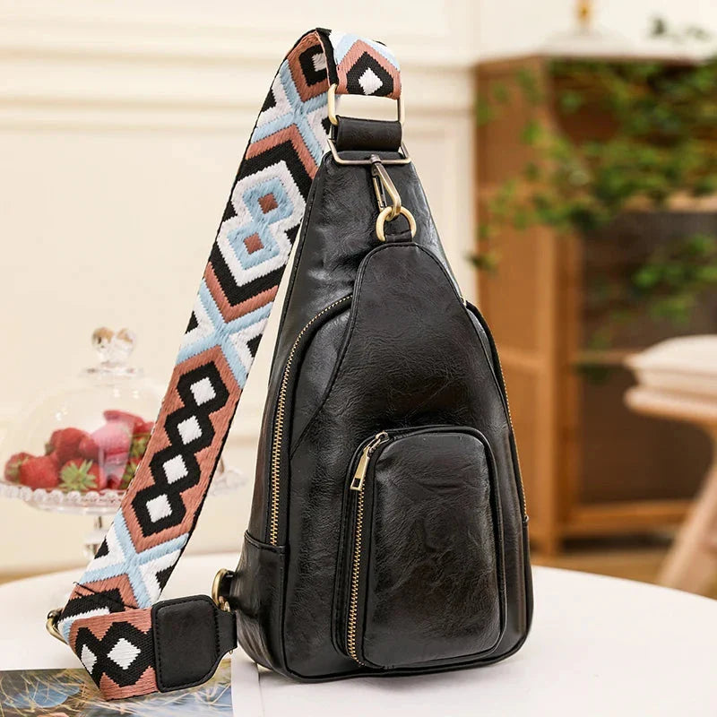 Sac de poitrine noir, élégant et polyvalent