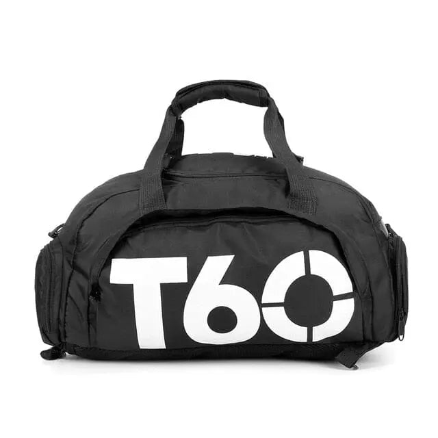 Sac de sport noir avec compartiment chaussures visible