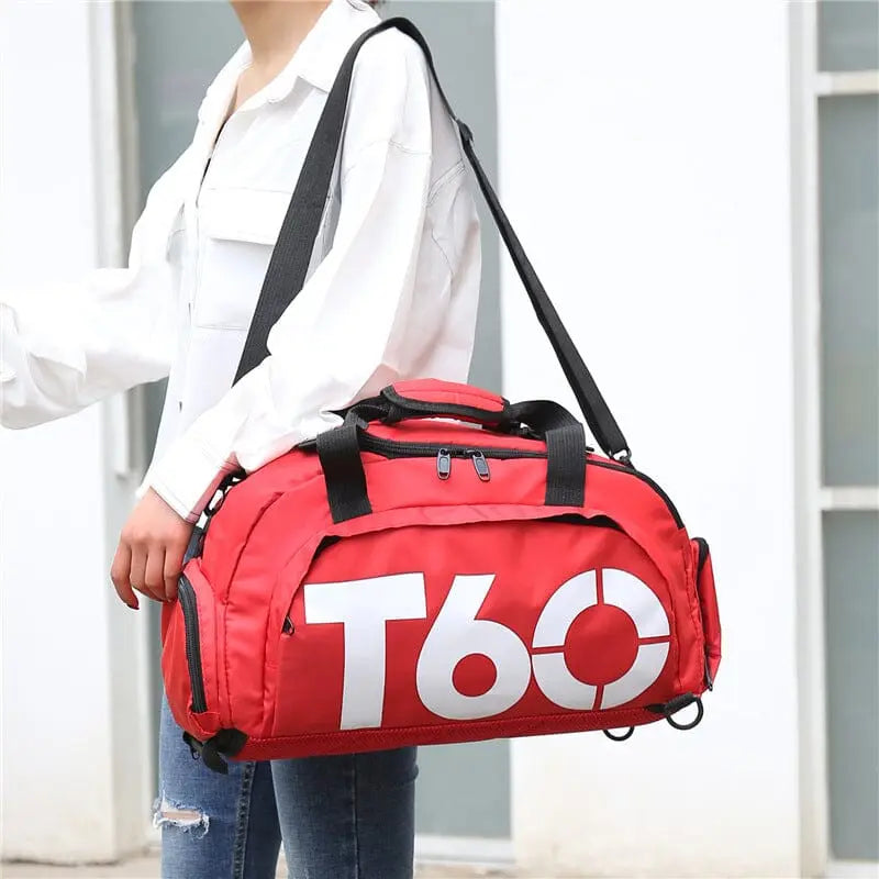 Détail du compartiment chaussures du sac de sport