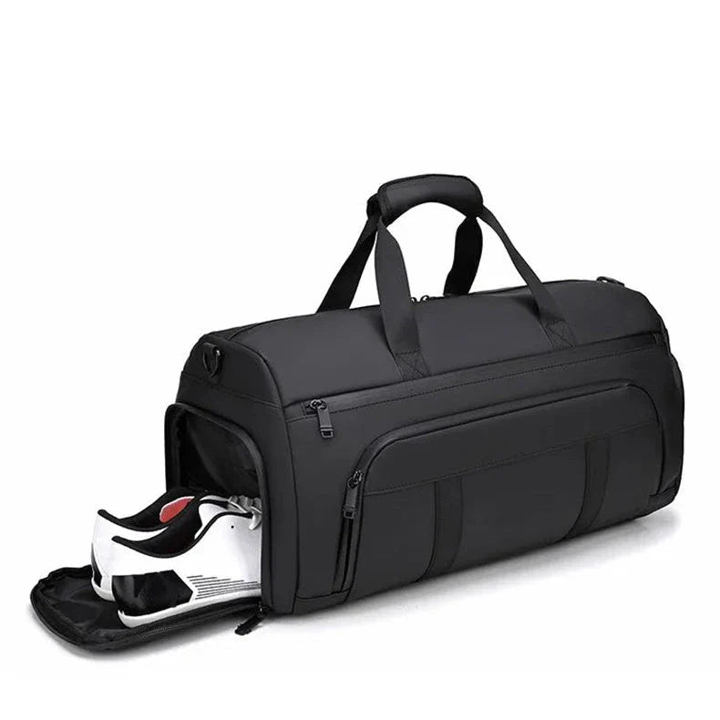 Vue latérale montrant les poches zippées du sac