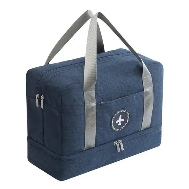 Sac bleu marine avec sangle arrière et poches multiples