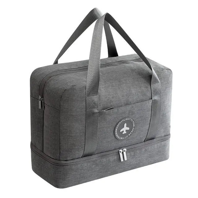 Sac de voyage gris avec compartiment inférieur pour chaussures