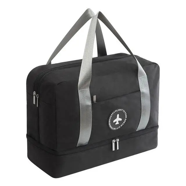 Sac noir élégant avec compartiment séparé pour chaussures