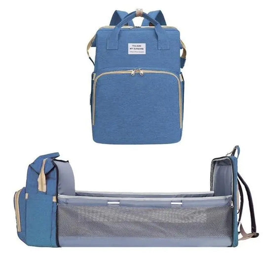 Sac à langer bleu avec compartiment intégré pour couches