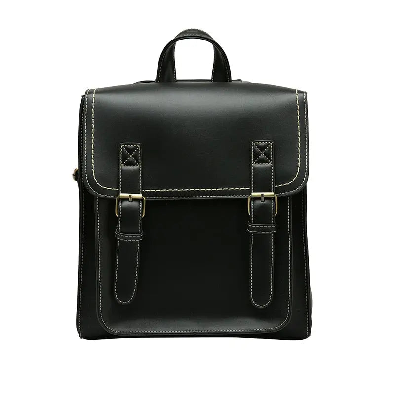 Sac à dos vintage noir en PU avec fermeture éclair