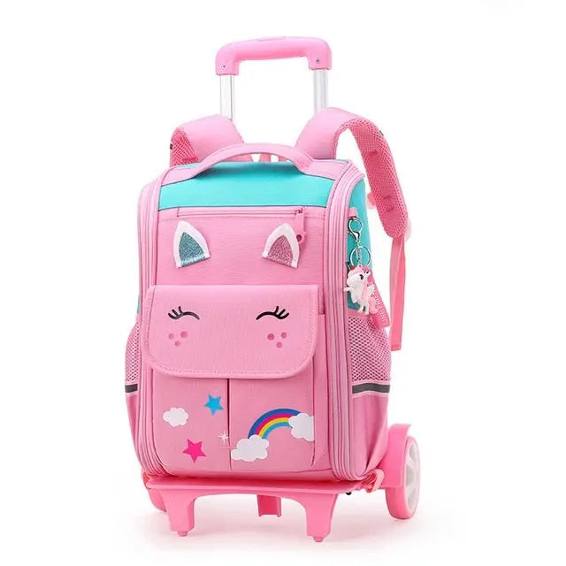 Sac de voyage rose à roulettes avec motif licorne
